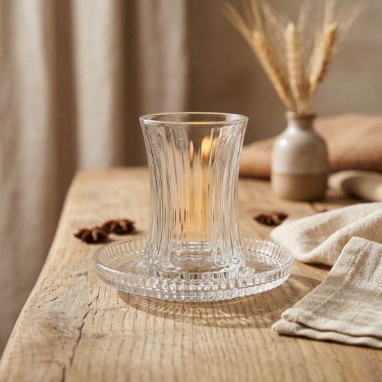 Glass Cup & Saucer Set 6 Pcs